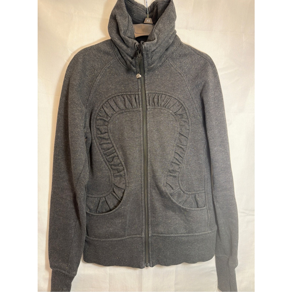 Lululemon Tops - Lululemon Full Zip Scuba Fleece Yoga Athletic Jacket Funnel Neck Gray Sparkle XS